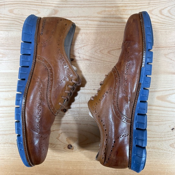 Cole Haan Zerogrand Wingtip Oxford Shoes 
C31167
Leather
Men’s 11.5 M
Brown Blue - Picture 7 of 10